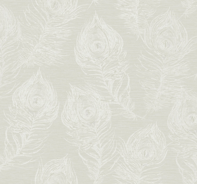 Candice Olson Regal Peacock White Wallpaper Candice Olson Casual Elegance Covers about 60.8 square feet Unpasted 25.25-in repeat, drop match 27-in by 27-ft long roll - My Fabric Connection -
