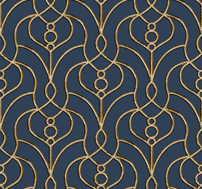 Candice Olson Divine Trellis Navy Wallpaper Candice Olson Casual Elegance Covers about 60.8 square feet Unpasted 25.25-in repeat, straight match 27-in by 27-ft long roll - My Fabric Connection -