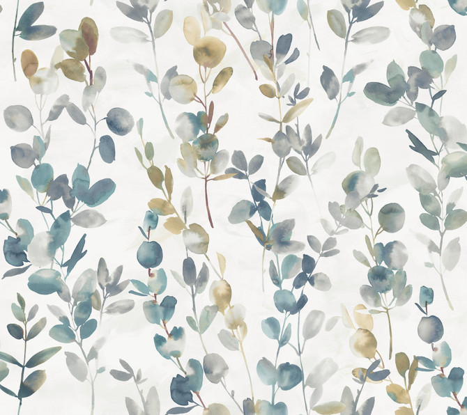 Candice Olson Joyful Eucalyptus Turquoise Wallpaper Candice Olson Modern Nature 2nd Edition Covers about 60.8 square feet Unpasted 24-in repeat, drop match 27-in by 27-ft long roll - My Fabric Connection -