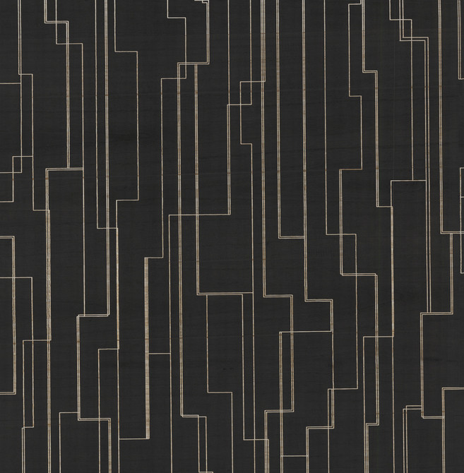 Ronald Redding Inlay Line Black Wallpaper Grasscloth & Natural Resource Covers about 72 square feet 36-in by 24-ft long roll Unpasted 32 - My Fabric Connection -