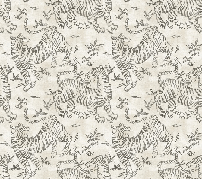 Lemieux et Cie Orly Tigers White Wallpaper Lemieux et Cie Signature Covers about 60.8 square feet Unpasted 24-in repeat, straight match 27-in by 27-ft long roll - My Fabric Connection -