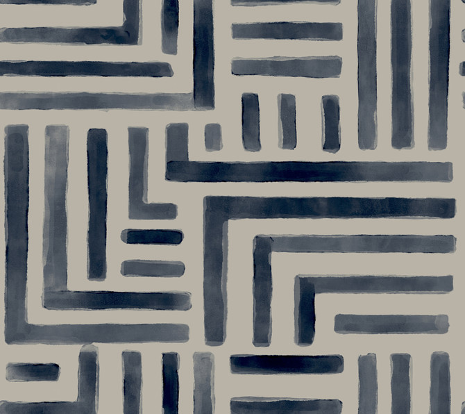 Lemieux et Cie Painterly Labyrinth Navy Wallpaper Lemieux et Cie Signature Covers about 60.8 square feet 27-in by 27-ft long roll Unpasted 24 - My Fabric Connection -