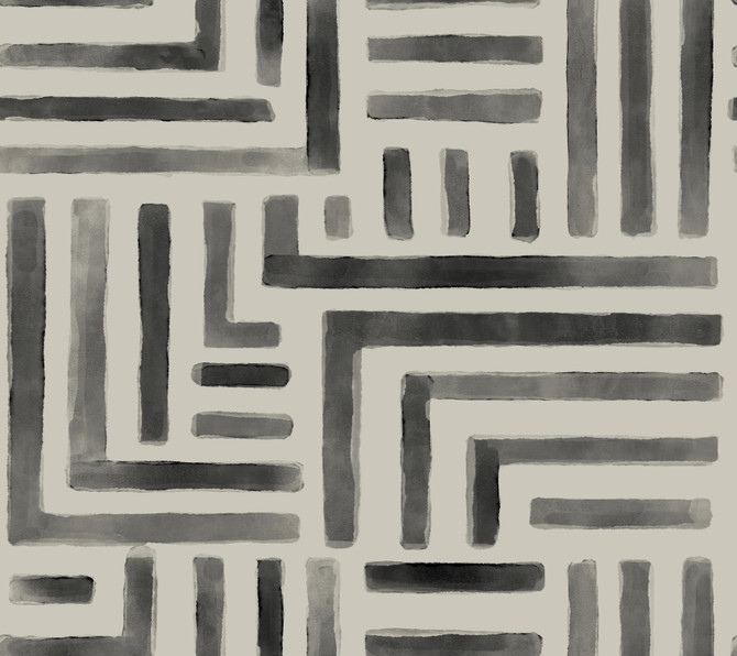 Lemieux et Cie Painterly Labyrinth Charcoal Wallpaper Lemieux et Cie Signature Covers about 60.8 square feet 27-in by 27-ft long roll Unpasted 24 - My Fabric Connection -
