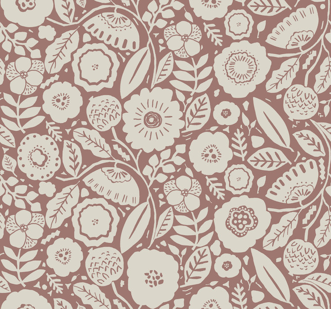 Lemieux et Cie Camille Blossom Vintage Rose Wallpaper Lemieux et Cie Signature Covers about 60.8 square feet Unpasted 25.25-in repeat, straight match 27-in by 27-ft long roll - My Fabric Connection -