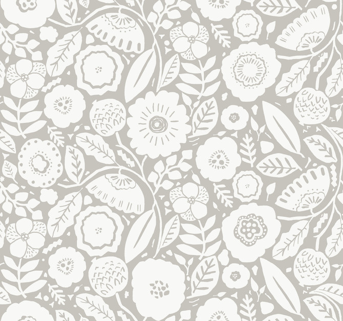 Lemieux et Cie Camille Blossom Grey Wallpaper Lemieux et Cie Signature Covers about 60.8 square feet Unpasted 25.25-in repeat, straight match 27-in by 27-ft long roll - My Fabric Connection -