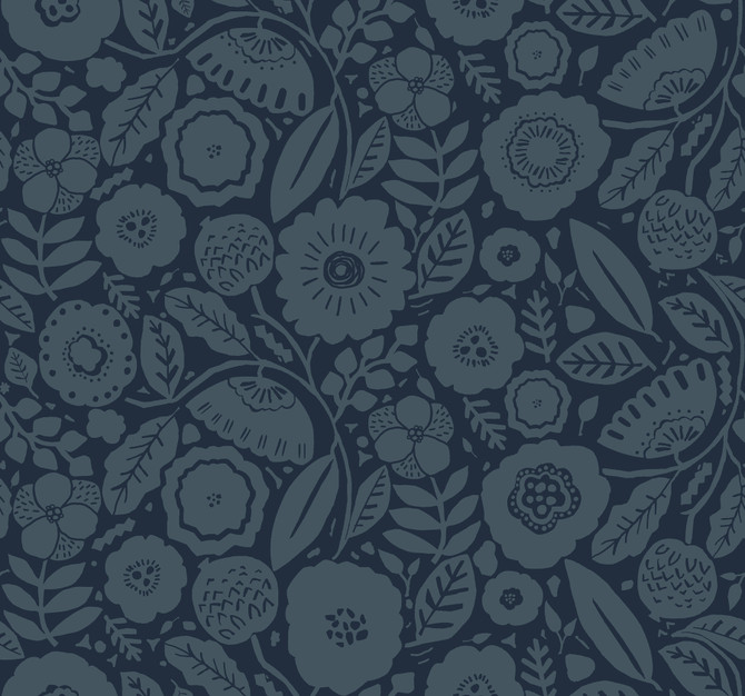 Lemieux et Cie Camille Blossom Indigo Wallpaper Lemieux et Cie Signature Covers about 60.8 square feet 27-in by 27-ft long roll Unpasted 25.25 - My Fabric Connection -