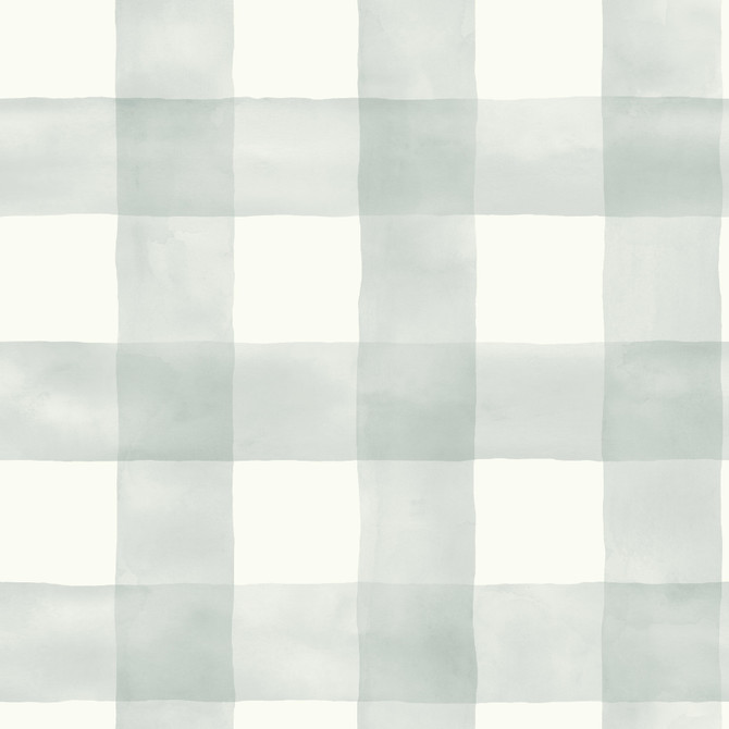Magnolia Home Watercolor Check Grey & White Wallpaper Magnolia Home Covers about 56.4 square feet Prepasted 20.5-in repeat, straight match 20.5-in by 33-ft long roll - My Fabric Connection -