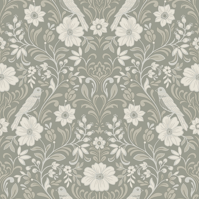 Magnolia Home Colette Grey Wallpaper Magnolia Home 4 Covers about 56.4 square feet 20.5-in by 33-ft long roll Prepasted 20.5 - My Fabric Connection -