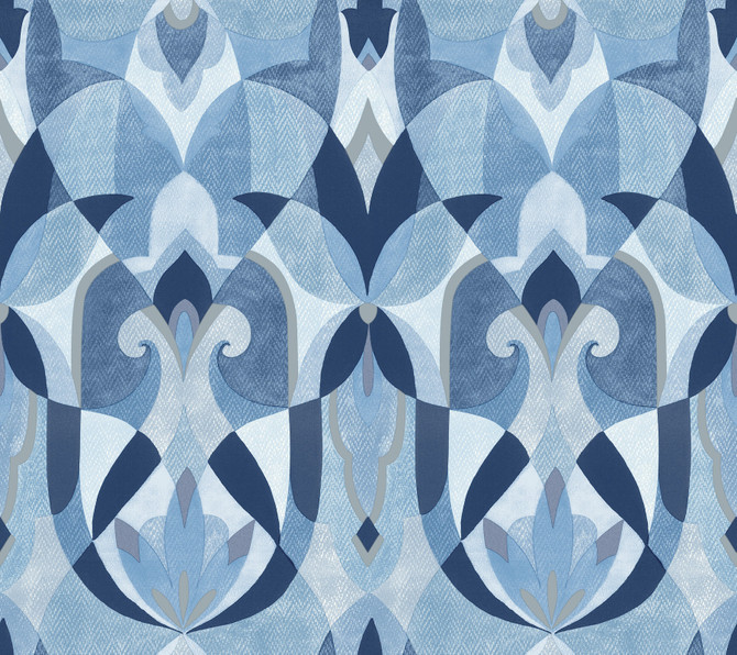 York Wallcoverings Malta Blue & Silver Wallpaper Mediterranean Covers about 60.8 square feet 27-in by 27-ft long roll Prepasted 24 - My Fabric Connection -