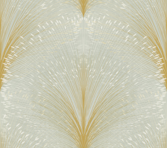 York Wallcoverings Papyrus Plume Sage Wallpaper New Origins Covers about 60.8 square feet Unpasted 24-in repeat, straight match 27-in by 27-ft long roll - My Fabric Connection -