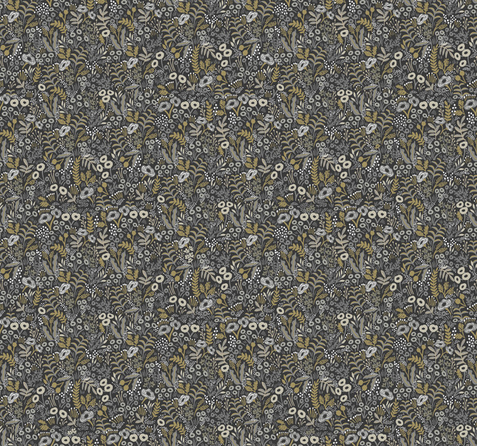 Rifle Paper Co. Tapestry Black & Beige Wallpaper Rifle Paper Co. Covers about 60.8 square feet Unpasted 25.25-in repeat, straight match 27-in by 27-ft long roll - My Fabric Connection -