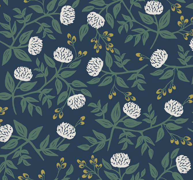 Rifle Paper Co. Peonies Navy Wallpaper Rifle Paper Co. Covers about 60.8 square feet Unpasted 25.25-in repeat, drop match 27-in by 27-ft long roll - My Fabric Connection -
