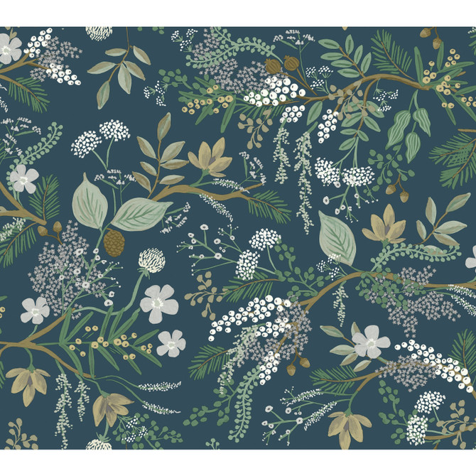 Rifle Paper Co. Juniper Forest Pine Wallpaper Rifle Paper Co. Covers about 60.8 square feet Unpasted 24-in repeat, drop match 27-in by 27-ft long roll - My Fabric Connection -