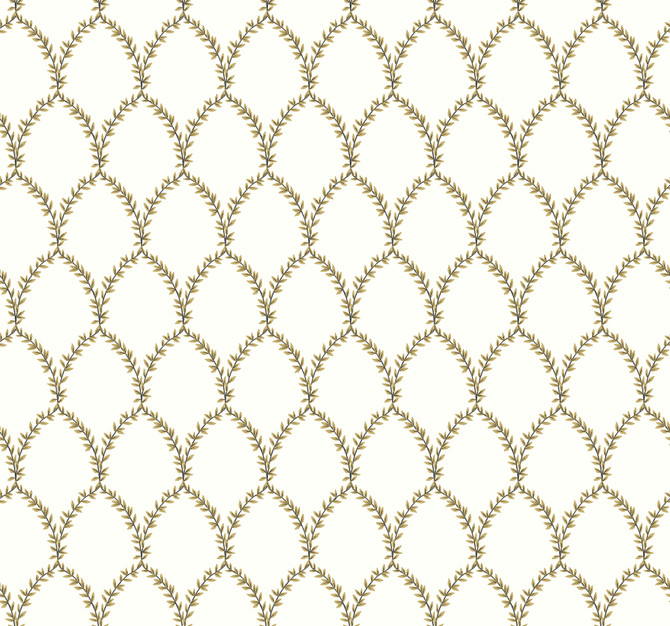 Rifle Paper Co. Laurel Gold & White Wallpaper Rifle Paper Co. Covers about 60.8 square feet 27-in by 27-ft long roll Unpasted 25.25 - My Fabric Connection -