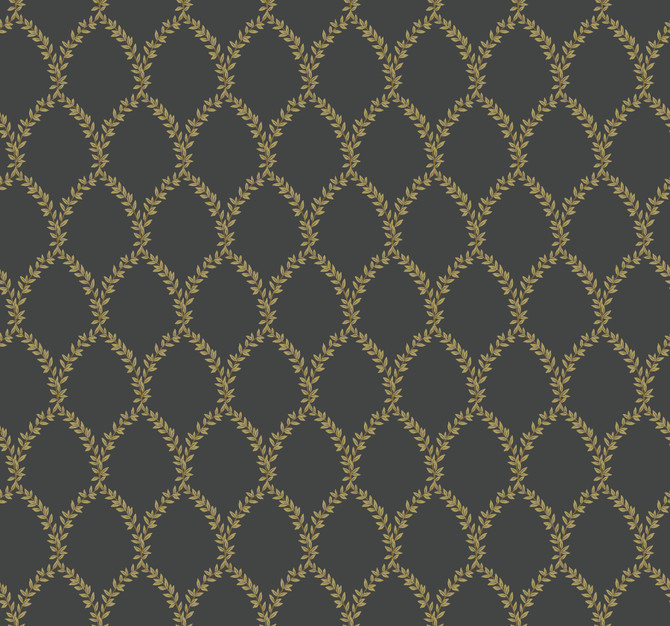 Rifle Paper Co. Laurel Gold & Black Wallpaper Rifle Paper Co. Covers about 60.8 square feet Unpasted 25.25-in repeat, straight match 27-in by 27-ft long roll - My Fabric Connection -