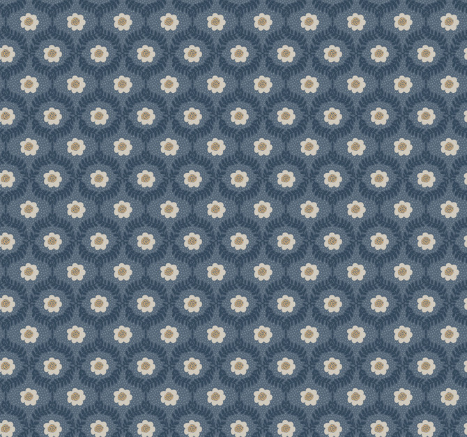 Rifle Paper Co. Emma Navy Wallpaper Rifle Paper Co. 3rd Edition Covers about 60.8 square feet Unpasted 25.25-in repeat, straight match 27-in by 27-ft long roll - My Fabric Connection -