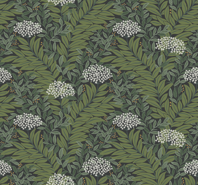 Rifle Paper Co. Highgrove Black Wallpaper Rifle Paper Co. 3rd Edition Covers about 60.8 square feet 27-in by 27-ft long roll Unpasted 12.63 - My Fabric Connection -