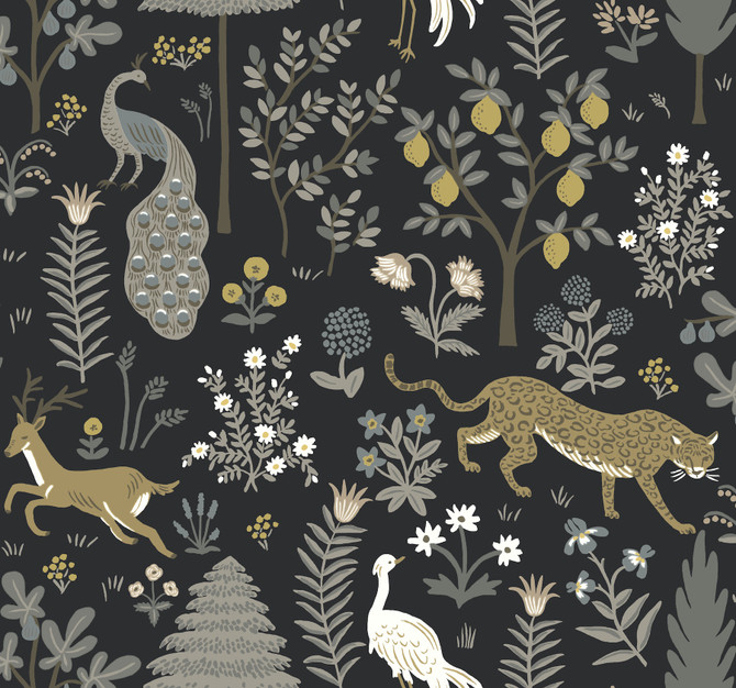 Rifle Paper Co. Menagerie Blue Wallpaper Rifle Paper Co. Second Edition Covers about 60.8 square feet 27-in by 27-ft long roll Unpasted 25.25 - My Fabric Connection -