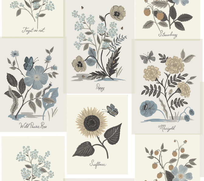 Rifle Paper Co. Botanical Prints Beige & Black Wallpaper Rifle Paper Co. Second Edition Covers about 60.8 square feet 27-in by 27-ft long roll Unpasted 24 - My Fabric Connection -