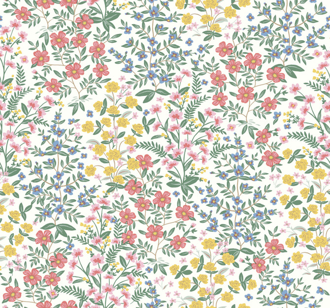Rifle Paper Co. Wildwood Garden White & Pink Wallpaper Rifle Paper Co. Second Edition Covers about 60.8 square feet 27-in by 27-ft long roll Unpasted 25.25 - My Fabric Connection -