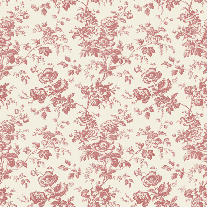 York Wallcoverings Anemone Toile French Red Wallpaper Toile Resource Library Covers about 56.4 square feet 20.5-in by 33-ft long roll Prepasted 20.5 - My Fabric Connection -