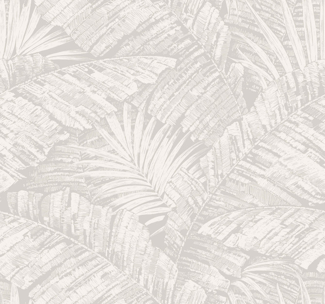 York Wallcoverings Palm Cove Toile White & Grey Wallpaper Toile Resource Library Covers about 60.8 square feet 27-in by 27-ft long roll Unpasted 25.25 - My Fabric Connection -