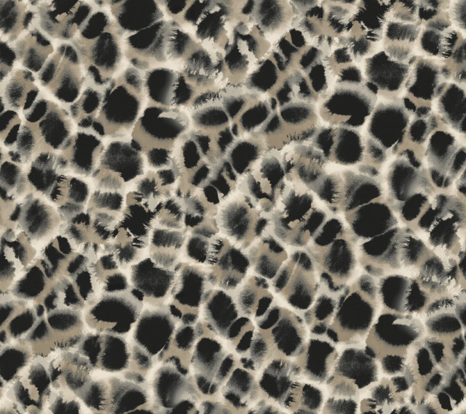 Ronald Redding Leopard Rosettes Black Wallpaper Traveler Covers about 60.8 square feet Unpasted 24-in repeat, drop match 27-in by 27-ft long roll - My Fabric Connection -