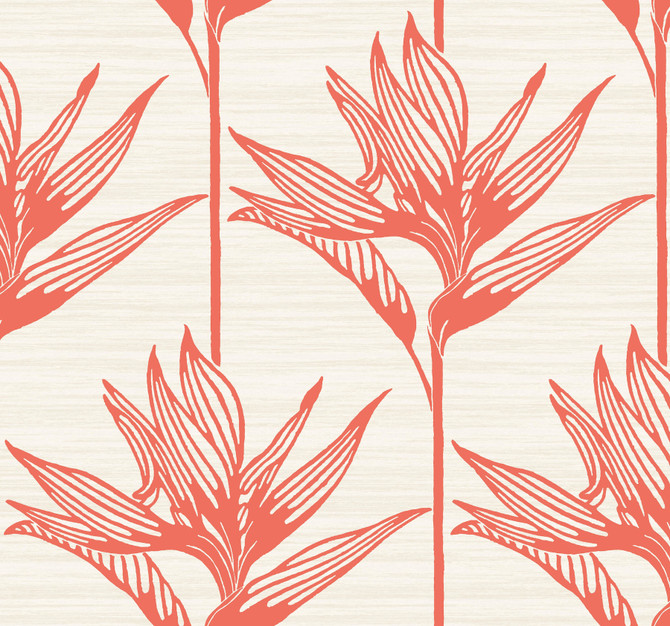 York Wallcoverings Bird of Paradise Coral Wallpaper Tropics Resource Library Covers about 60.8 square feet Prepasted 25.25-in repeat, drop match 27-in by 27-ft long roll - My Fabric Connection -