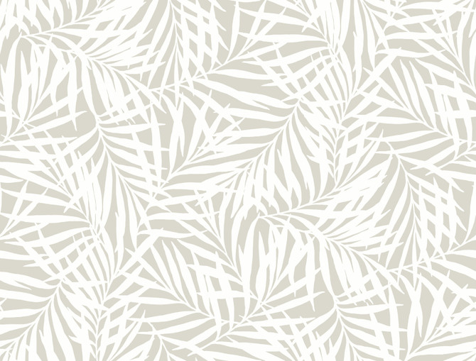 York Wallcoverings Oahu Fronds Cream & Off White Wallpaper Water's Edge Resource Library Covers about 60.8 square feet 27-in by 27-ft long roll Prepasted 20.5 - My Fabric Connection -