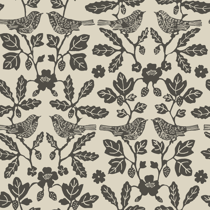 Erin & Ben Sparrow & Oak Linen & Charcoal Peel & Stick Wallpaper Erin & Ben Co. Covers about 34.2 square feet Peel & Stick 20.5-in repeat, straight match 20.5-in by 20-ft long roll - My Fabric Connection -