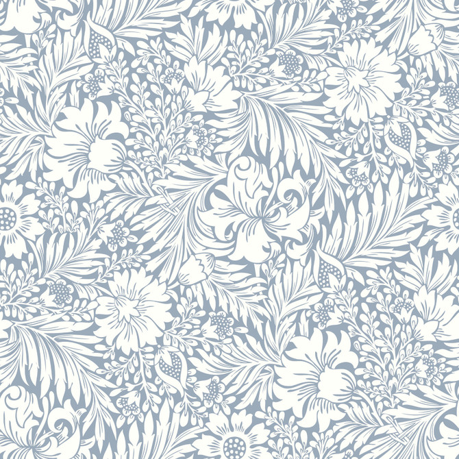 Erin & Ben Modern Acanthus Wedgewood Blue Peel & Stick Wallpaper Erin & Ben Co. Covers about 34.2 square feet Peel & Stick 20.5-in repeat, straight match 20.5-in by 20-ft long roll - My Fabric Connection -
