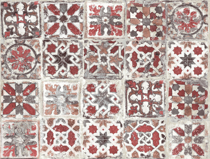 York Wallcoverings Encaustic Tile Red Peel & Stick Wallpaper Grasscloth, Wood & Stone Covers about 45 square feet Peel & Stick 20.5-in repeat, straight match 27-in by 20-ft long roll - My Fabric Connection -