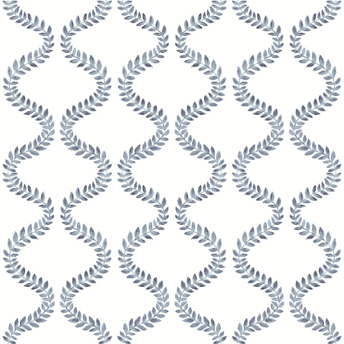 York Wallcoverings Florentine Blue Vine Trellis Peel & Stick Wallpaper Mirth Studios Covers about 34.2 square feet Peel & Stick 20.5-in repeat, straight match 20.5-in by 20-ft long roll - My Fabric Connection -