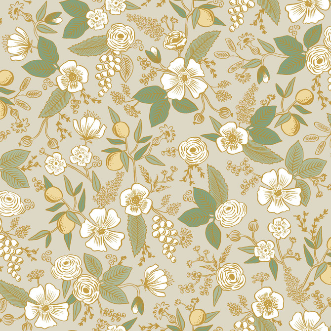Rifle Paper Co. Colette Linen Peel & Stick Wallpaper P&S Rifle Paper 3 Covers about 34.2 square feet Peel & Stick 20.5-in repeat, drop match 20.5-in by 20-ft long roll - My Fabric Connection -