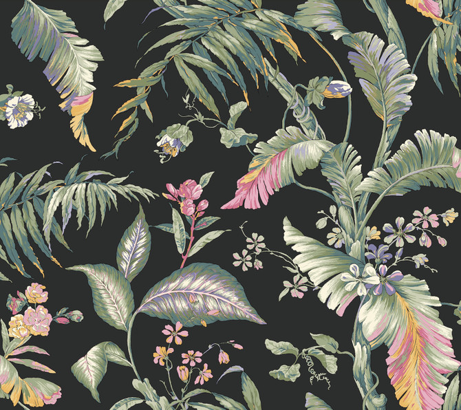 York Wallcoverings Fiji Garden Black Peel & Stick Wallpaper Vintage Florals Covers about 45 square feet 27-in by 20-ft long roll Peel & Stick 24 - My Fabric Connection -