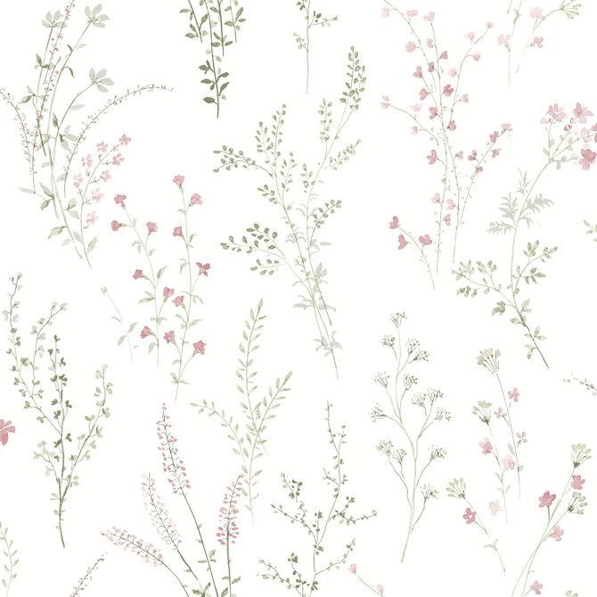 York Wallcoverings Wildflower Sprigs Multicolor Peel & Stick Wallpaper Watercolor Botanicals Covers about 34.2 square feet Peel & Stick 20.5-in repeat, drop match 20.5-in by 20-ft long roll - My Fabric Connection -