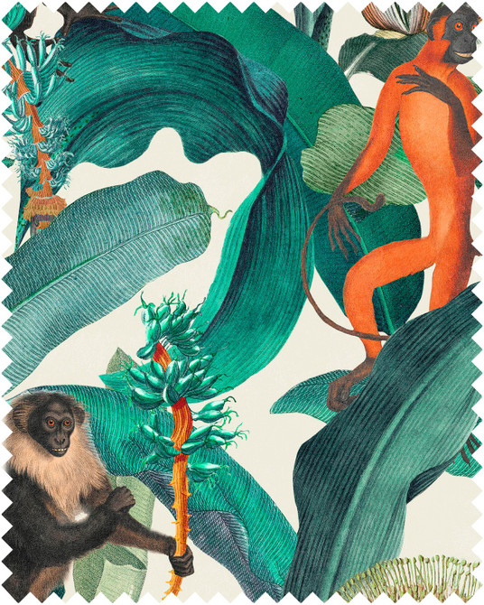 BERMUDA Linen (FB00007) by Mind The Gap Designer Fabric | FB00007 | TROPICAL MOOD | Brown, Green, Orange | Fabric Carolina | https://www.fabriccarolina.com/