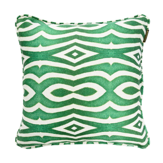 RIVERSIDE / ANTHRACITE Linen Cushion (LC40020) by Mind The Gap Designer Pillows | LC40020 | TROPICAL MOOD | 20 x 20 in | Green, White | Fabric Carolina | https://www.fabriccarolina.com/