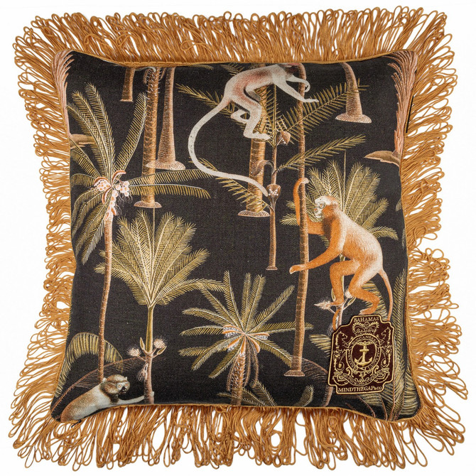 BARBADOS Cushion (LC40068) by Mind The Gap Designer Pillows | LC40068 | THE TROPICAL COTTAGE | 20 x 20 in | Black, Brown | Fabric Carolina | https://www.fabriccarolina.com/