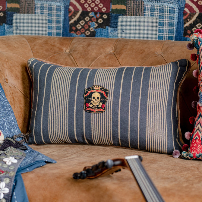 NEWPORT STRIPES Cushion (LC40163) by Mind The Gap Designer Pillows | LC40163 | WOODSTOCK '69 LIFESTYLE COLLECTION | 23,6 x 15,8 in | Gunmetal Grey, Taupe | Fabric Carolina | https://www.fabriccarolina.com/