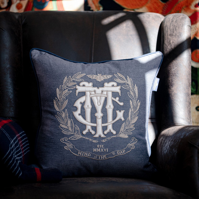 MTG BULLION Cushion (LC40168) by Mind The Gap Designer Pillows | LC40168 | WOODSTOCK '69 LIFESTYLE COLLECTION | 20 x 20 in | Blue, White | Fabric Carolina | https://www.fabriccarolina.com/