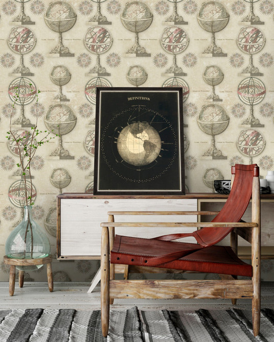 ARMILLARY Premium Wallpaper (WP20029) by Mind The Gap Designer Wallpaper | WP20029 | WALLPAPER DESIGNER COLLECTION | 3 rolls x 20.5 x 118.1 in | 0.52m / 20.5in | 3m / 118in | 4.65mp | 70cm / 27.6in | Green, Red, Taupe | Non-woven | Paste the wall | 3-rolls in a box | Fabric Carolina | https://www.fabriccarolina.com/