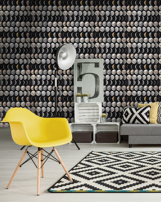 Mind the Gap Wallpaper Moon Phases Premium Wallpaper WALLPAPER DESIGNER COLLECTION Non-woven Made in Europe Paste the wall 3 rolls x 20.5 x 3.25 yards - My Fabric Connection -