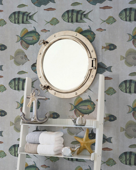 Mind the Gap Wallpaper Poissons Grey Wallpaper PREMIUM DESIGNER WALLPAPER COLLECTION Non-woven Made in Europe Paste the wall 3 rolls x 20.5 x 3.25 yards - My Fabric Connection -