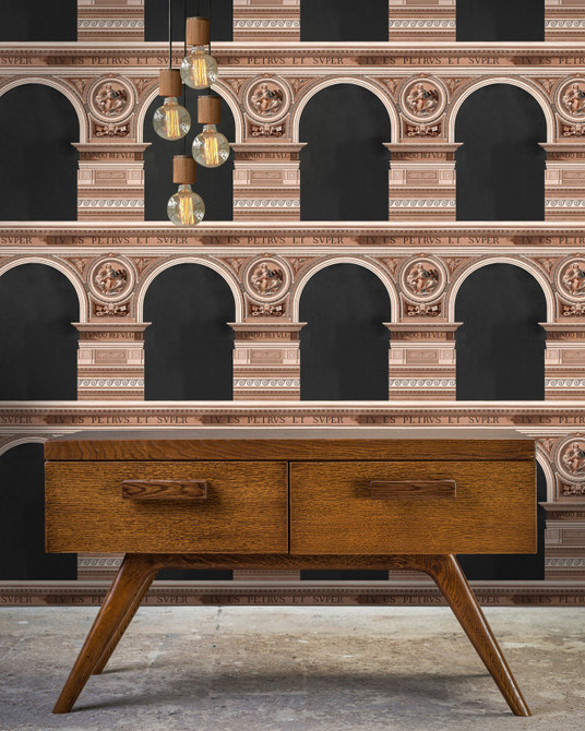 BASILIQUE Copper (WP20221) by Mind The Gap Designer Wallpaper | WP20221 | PREMIUM DESIGNER WALLPAPER COLLECTION | 3 rolls x 20.5 x 118.1 in | 0.52m / 20.5in | 3m / 118in | 4.65mp | 60cm / 23.6in | Black, Copper, Taupe | Non-woven | 3-rolls in a box | Fabric Carolina | https://www.fabriccarolina.com/