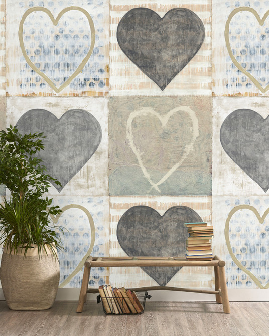 Mind the Gap Wallpaper Heart Wallpaper THE SUGARBOO COLLECTION Non-woven Made in Europe Paste the wall 3 rolls x 20.5 x 3.25 yards - My Fabric Connection -