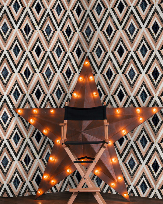 DIAMONDS in Copper Metallic edition Wallpaper (WP20291) by Mind The Gap Designer Wallpaper | WP20291 | THE WALLPAPER COLLECTABLES | 1 roll x 20.5x393.7 in | 0.52m / 20.5in | 10m / 393.7in | 5.20mp | 52cm / 20.5in | Black, Blue, Copper, Ivory | Metallic Foil | Paste the wall | 1-roll in a box | Fabric Carolina | https://www.fabriccarolina.com/