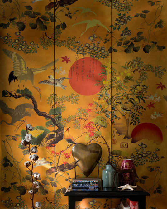 BYOBU Metallic edition Wallpaper (WP20295) by Mind The Gap Designer Wallpaper | WP20295 | THE WALLPAPER COLLECTABLES | 3 rolls x 19.17 x 118 in | 0.487m / 19.17in | 9m / 354in | 4.35mp | 150cm / 59in | Green, Red, Gold | Gold Foil | Paste the wall | 3-rolls in a box | Fabric Carolina | https://www.fabriccarolina.com/