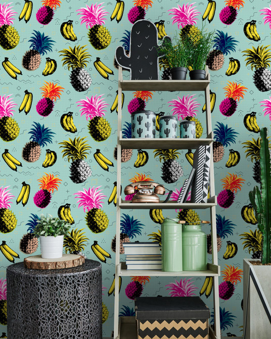 Mind the Gap Wallpaper Flying Objects Blue Wallpaper THE WALLPAPER COLLECTABLES Satin Matte Made in Europe Paste the wall 3 rolls x 20.5 x 3.25 yards - My Fabric Connection -