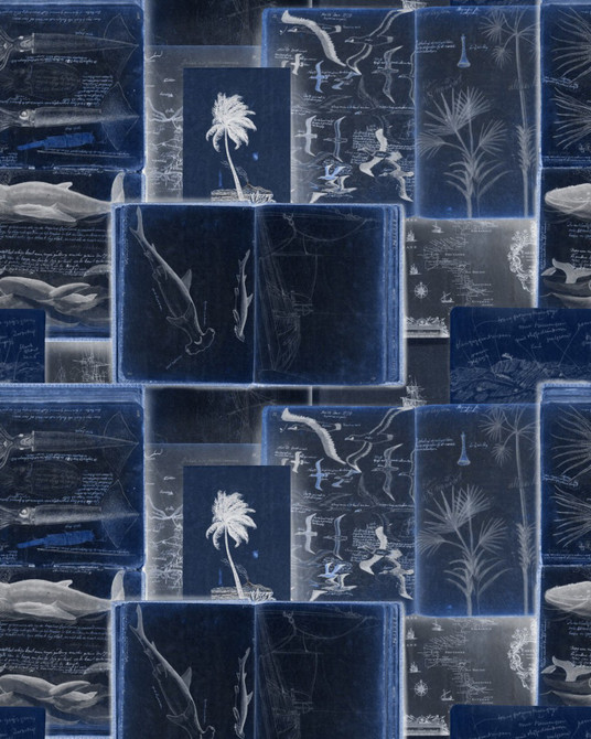 SEAMAN'S JOURNAL indigo Wallpaper (WP20561) by Mind The Gap Designer Wallpaper | WP20561 | SUNDANCE VILLA | 3 rolls x 20.5 x 118.1 in | 0.52m / 20.5in | 3m / 118in | 4.65mp | 105cm / 41.3in | Black, Indigo, White | Textured Matte | Paste the wall | 3-rolls in a box | Fabric Carolina | https://www.fabriccarolina.com/